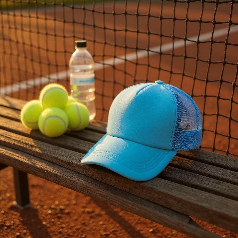 Adjustable Unisex Light Blue Mesh Trucker Hat (SKU#0462)